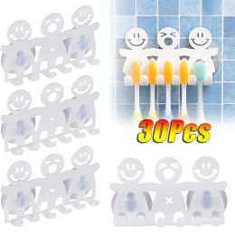 toothbrush Toothbrush Holder Cute Smiley Toothbrush Holder Wallmounted Holefree Suction Cup Cartoon Toothbrush Holder Bathroom Shelves