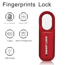 Control Mini Fingerprint Padlock USB Keyless Luggage Lock Electronic Lock Smart Biometric Fingerprint Door Lock Quick Unlock For Travel