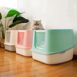 Boxes Cat Large Fullyenclosed Cat Litter Basin Entrance Flap Splashproof Cat Toilet Pet Cleaning Supplies