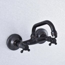 Kitchen Faucets Oil Rubbed Bronze Dual Handle Hole Swivel Spout Sink Faucet Bathroom Basin Cold Water Mixer Tap Dsf735