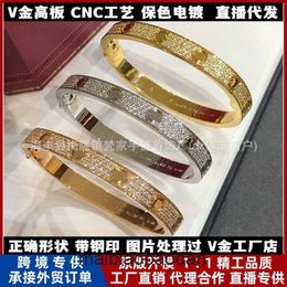 High End jewelry bangles for Carter womens V Gold Classic Wide All Sky Bracelet for Women Plated with 18K Rose Gold CNC Craft Full Diamond Micro Set Diamond Bracelet