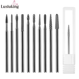 Bits 10 Style Tungsten Carbide Nail Drill Bits Nails Electric Files Tools Fine Grinding Bar Milling Cutter for Manicure Pro Efile