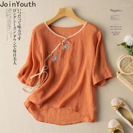 Women's Blouses Indie Folk Women 2024 Blusas Mujer De Moda Short Sleeve Vintage Shirts Embroidery Bow Summer Oversized Tops