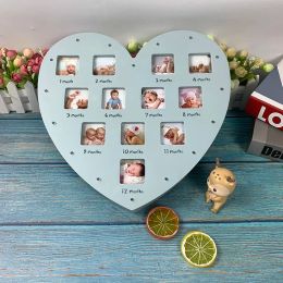 Frames Creative Diy Baby Photo Frame Pictures Souvenirs Love Heartshaped Commemorative 012 Month Baby Growthgift Can Emit Light