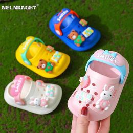 Sandals kids baby Girls Summer Sandals Soft Sole Toddler children Indoor Slippers Cartoon Boys Breathable Hollow Shoes 240423