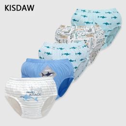 Underwear 5 Pcs/Lot Cotton Children Underwear Shark Cartoon Patterns Boys Panties Breathable Kids Underpants Soft Sweatproof Boys Boxers