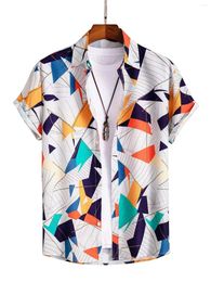 Men's Casual Shirts Summer And Women's Short-sleeved With Irregular Interesting Patterns Printed Lapel Button-down Shirt Tops