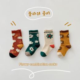 Socks 4 Paris/Lot Children Cotton Socks Korean Fashion Cartoon Style Boys Girls Socks Kids Clothing Accessories