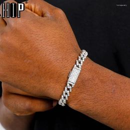 Link Bracelets Hip Hop 8MM 1 Row Iced Out Cuban Prong Chain Copper Cubic Zirconia Stones Bracelet For Women Men Jewelry