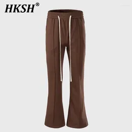 Men's Pants HKSH Tide Punk Patchwork Micro Flared Wide Leg Long Casual Unisex Drawstring Trendy Vintage Fashion Trousers HK0467