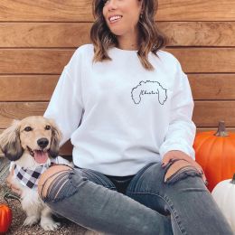 Polos Özel Köpek Kulakları Sweatshirt Köpek Anne Hoodie Dog Pet Lover Hediye Fikir Kişiselleştirilmiş Köpek Adı Sweatshirtler Yeni Köpek Sahibi Sweater