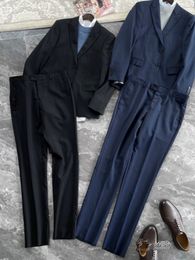 Mens Blazers Sets Four Seasons brunello Business Shirt Suit Casual Pants Suit cucinelli Black Navy Blue