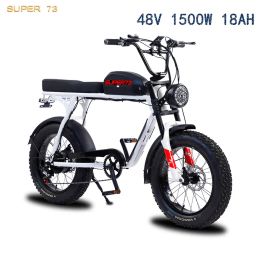 Bicycle 20inch Fat Ebike 750W/1500W 18AH Hub motor Super Power Electric Ebike Retro Design 7 Speed Snow Beach ebike Men Electric Bicycle