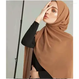 Ethnic Clothing Chiffon Head Wraps For Women Solid Colour Fashion Bubble Scarf Hijab