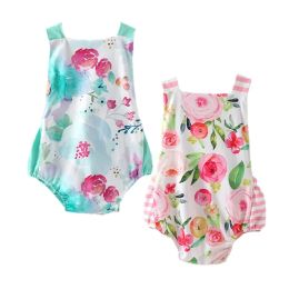 One-Pieces New Baby Boy Girls Romper Summer Toddler Children Cute Sleeveless Backless Jumpsuits Kids Unisex Newborn Infant Clothes