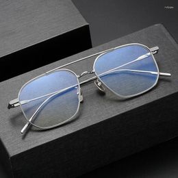 Sunglasses Frames High End Business Sheet Frame Aviation Titanium Metal Men's Temperament Same Style Trendy 2024 Ultra Light Retro Eyewear