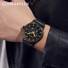 Wristwatches ClareKalen Watch Mens Light Luxury Mechanical Watch Minimalist Business Style Watch Waterproof and Anti Flower Black 240423