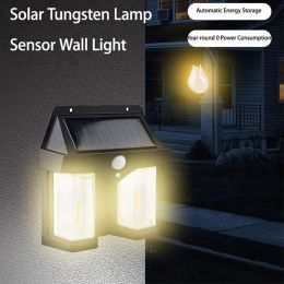Solar Tungsten Wall Light Motion Sensor Lamp LED 3 Lighting Modes Outdoor Waterproof Sunlight Solar Power Garden Yard Wall Lamps