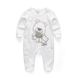 One-Pieces Kiddiezoom Fashion Unisex Little Bear Print long Sleeve Causal Baby Boy Girl Rompers Soft 100%Cotton Newborn Clothing