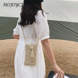 Totes Female Vintage Straw Rope Hand-woven Crossbody Phone Bag Vacation Mini Purse