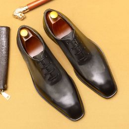 Italian Mens Wedding Social Genuine Leather Handmade Comfortable 2024 Brand Elegant Retro Business Formal Shoes Man
