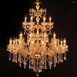 Chandeliers MEEROSEE Luxurious Large Crystal Chandelier Lights Gold Pendant Lamp Lustre Hanging Suspension Home Appliance Lighting