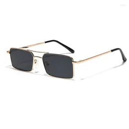 Sunglasses Trendy Stylish Men Women Alloy Frame Rectangle Shape For Driving Hiking Female Glasses