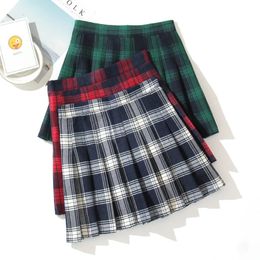 Plaid Women Mini Skirt Summer A-Line Female Pleated Casual High Waist Girls Short Streetwear Student Skirts 240418