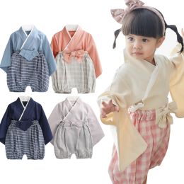 Sets 2Pcs Retro Kimono Summer Baby Boys Girl Clothing Tops Shortsleeved Bathrobe Newborn Baby Kimonos Unisex Playwear Outfits