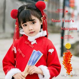 Hair Accessories 2 Pcs/Set Children Cute Pearl Flower Hair Ball Bow New Year Hairpins Baby Girls Lovely Ornament Hair Clips Kids Hair Accessories