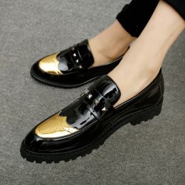 High Quality Iron Round Toe Men Patent Leather Wedding Shoes Antiskid Low Heel Flat Designer Loafers Male Ballroom Party Shoes