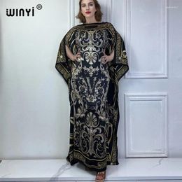 Ethnic Clothing WINYI Summer High Quality Elegant Fashion Evening Dress Abaya Muslim Woman Dubai Female Loose Print Kaftan Party Long