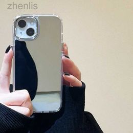 Cell Phone Cases Luxury Plating Make Up Mirror Phone Case For iPhone 15 11 12 13 14 Pro Max Hard Acrylic Shockproof Cover d240424