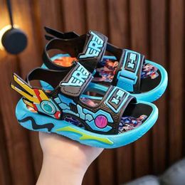 Slipper 2024 Upgraded Boys Sandals 1-12 Years Soft Sole Anti Slip Sandal Cartoon Outwear Small and Medium Sized Children Beach SandalsL2404