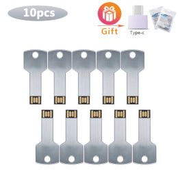 Drives 10pcs/lot Metal USB Flash Drives USB 2.0 Flash Pen Drive Memoria Stick 4GB 8GB 16GB 32GB 64GB 128GB Custom LOGO U Disc for Gift