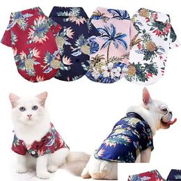 Dog Apparel Pet Summer T-Shirts Hawaii Style Breathable Beach Shirt Clothes Sweatshirts Cool Coconut Tree Pineapple Shirts Cat Xs-5X Dh8Ov