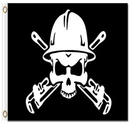 Digital printing 3x5ft PIPE FITTER PLUMBER SKULL flags customized flags with two grommets 100D polyester flying custom flags9240606