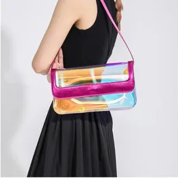 Evening Bags Lasers Transparent PVC Women Underarm Shoulder Bag Chic Elegant Phone Purses Small Tote Fashion Coloured Jelly Ladies Handbag