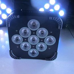 DMX Wireless Battery Powered LED Flat Par Light 6in1 RGBWAUV 9 18w 10 pack with flight case packing200T