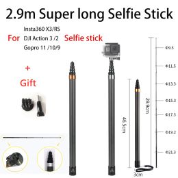 Sticks 290cm carbon Fibre stealth extended selfie stick Insta360 x3 ONE X2 RS camera accessory Gopro 11 DJI Action 3 selfie stick