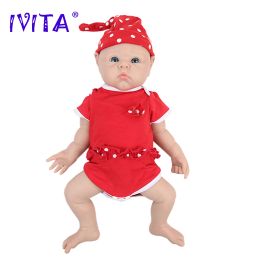 Dolls IVITA WG1525 18.5inch 3.29kg 100% Full Body Silicone Reborn Baby Doll Realistic Girl Dolls Soft Baby DIY Blank Children Toys