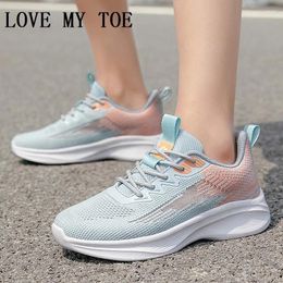 Casual Shoes 2024 Mixed Colour Mesh Breathable Light Chaussure Femme Sport Flats Platform Ladies Trainers For Women Zapatos Mujer