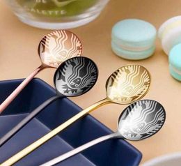 Gold Stainless Steel Spoons Coffee Milk Small Round Dessert Mixing Fruit tea Spoon Factory Supply2762160