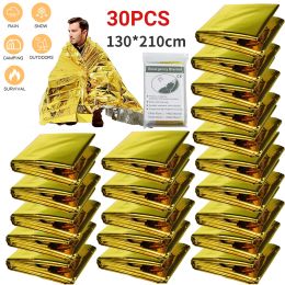 Survival 530Pc Outdoor Emergency GoldSliver Survival Blanket Waterproof First Aid Rescue Curtain Foil Thermal Military Blanket130X210Cm