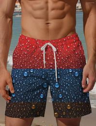 Men's Shorts 3D Water Drop Resort Printed Board Swim Trunks Elastic Waist Drawstring Hawaiian Style Holiday Beach