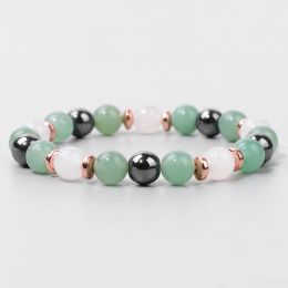 Strands Natural Stone Green Aventurine Beads Bracelet Men Hematite Amazonite Energy Bracelets Women Quartz Reiki Fine Jewellery Gifts 8mm