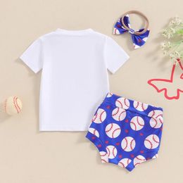 Clothing Sets Toddler Baby Girl Baseball Outfit Hey Batter Swing Shirt Print Shorts Headband Set Summer Clothes