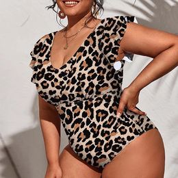 Women's Swimwear 2024 Ruffle Swimsuit One Piece Large Plus Size Women Beachwear Printed Bathers Bathing Swimming Swim Suit Female