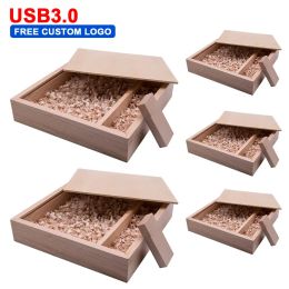 Drives 5pcs/lot Free Custom Logo Photo Album Wooden Usb + Box Flash Drive U Disc USB3.0 4GB 8GB 16GB 32GB 64GB Photography Wedding Gift