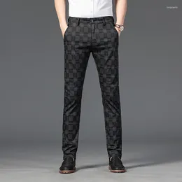 Men's Suits Fashion Trousers Office Business All-Match Handsome Trendy Casual Clothing Straight Slim Stretch High-End Suit Pants